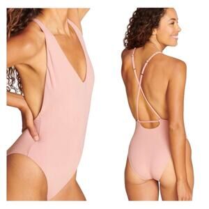 Andie Swim x Claire Womens The Straddie One Piece Swimsuit Large Lily Pink